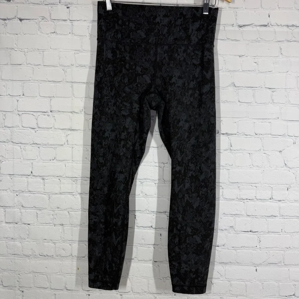 Lululemon Align High Rise Pant 25” Women Size 10 Black Camouflage Yoga Leggings